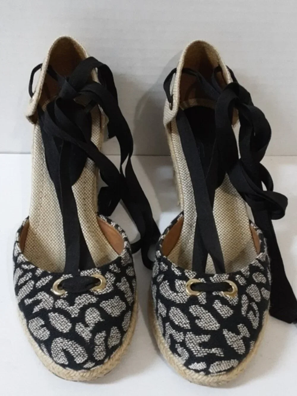 Santa Lolla women espadrille 6 animals printed metallic black boho vacation Y2K